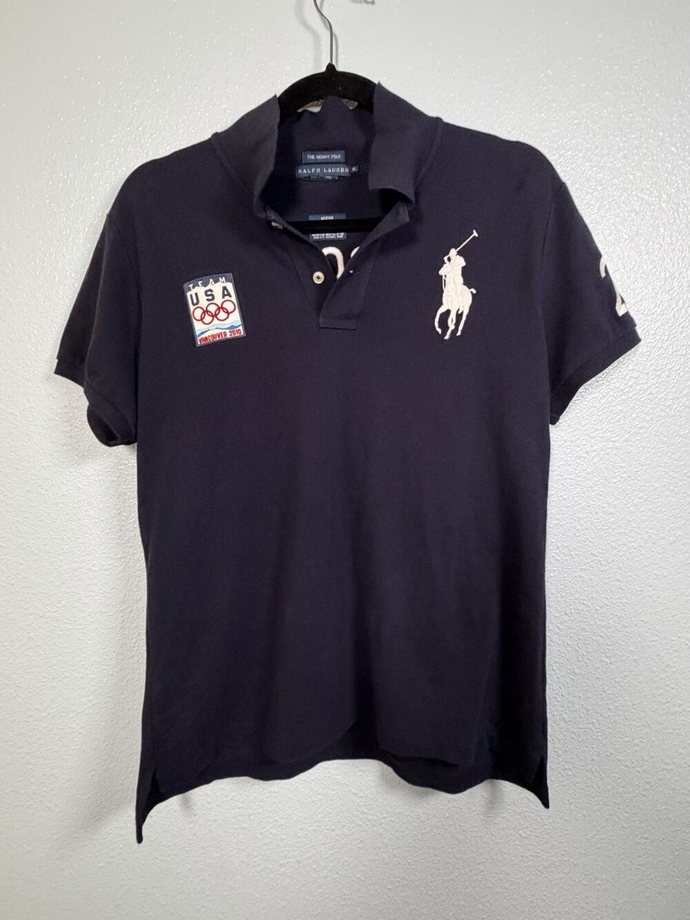 Ralph Lauren Team USA Vancouver 2010 Olympics Skinny Polo Shirt XL Navy RL-10